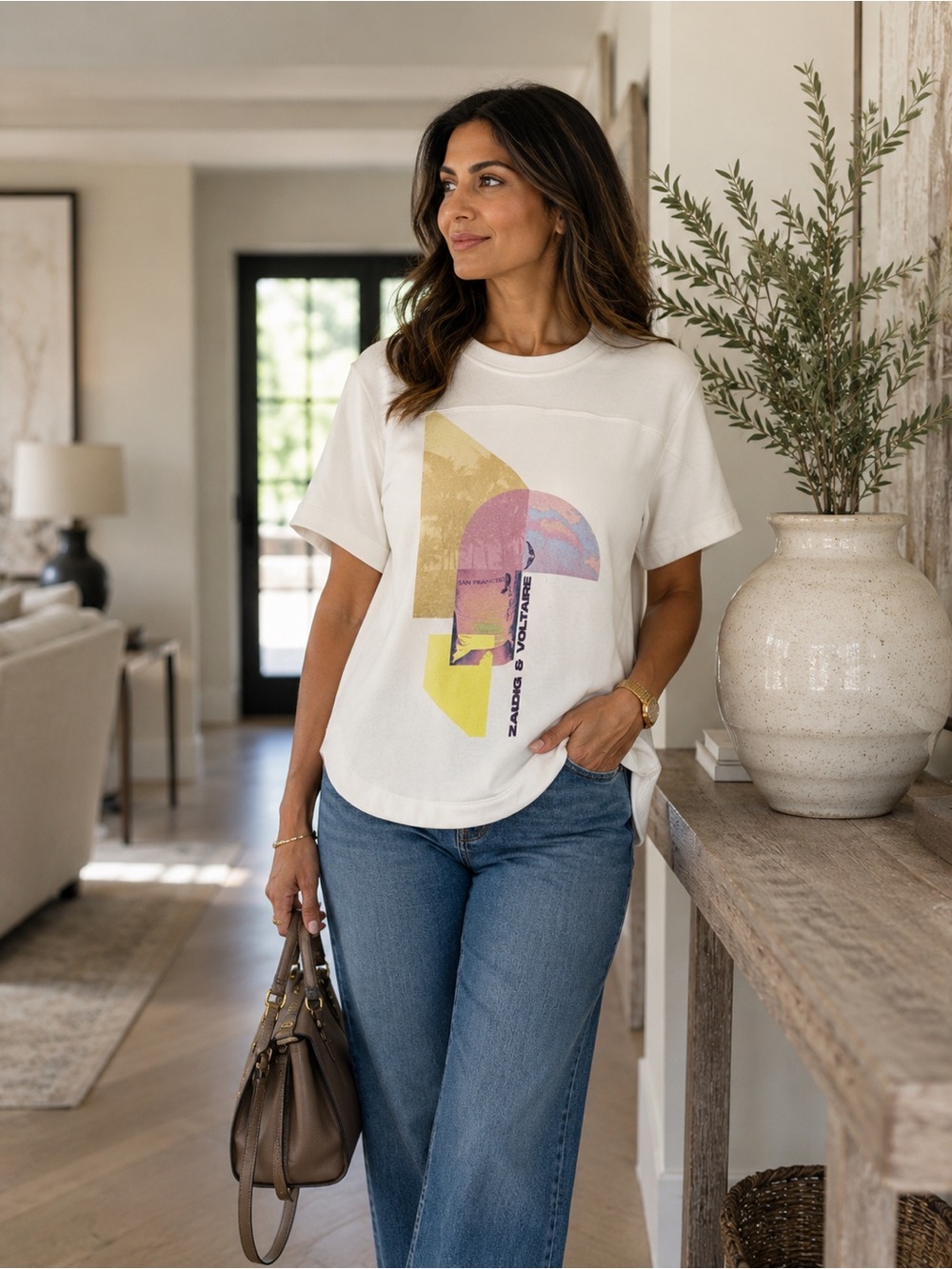 Zadig & Voltaire San Francisco Graphic Short Sleeve Sweatshirt White L